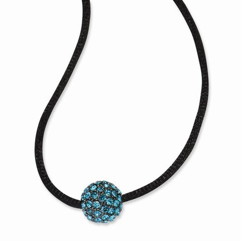 Black-plated Teal Glass Stones Fireball Necklace