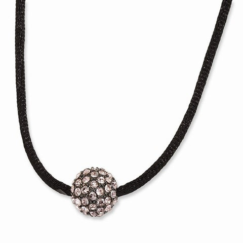 Black-plated Pink Glass Stones Fireball Necklace