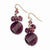 Rose-tone Purple Glass Beads Dangle Earrings