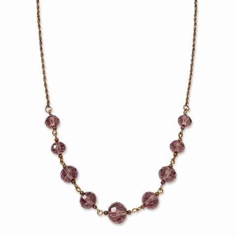 Rose-tone Purple Glass Bead Necklace