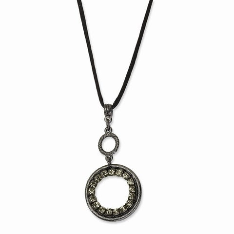 Black-plated Smokey Crystal Necklace