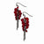 Black-plated Red Glass Beads Cluster Dangle Earrings