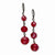 Black-plated Red Glass Beads Leverback Dangle Earrings