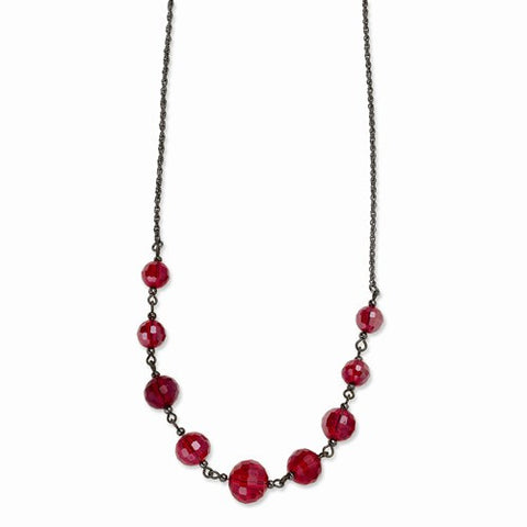 Black-plated Red Glass Beads Necklace