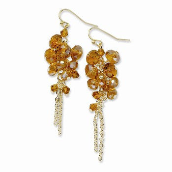 Gold-tone Dark Colorado Glass Beads Dangle Earrings