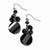 Black-plated Black Glass Beads Dangle Earrings