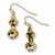 Brass-tone Light Colorado Glass Beads Dangle Earrings