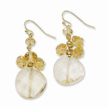 Gold-tone Light Colorado Glass Beads Dangle Earrings