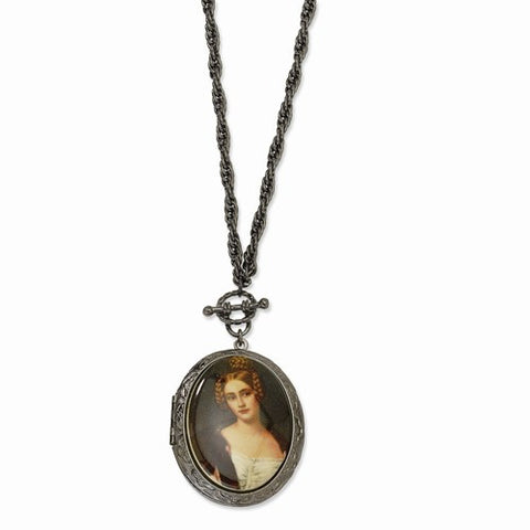 Black-plated Woman Decal Locket