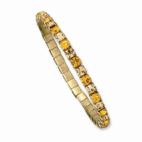 Gold-tone Light & Dark Colorado Glass Stones Stretch Bracelet