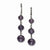 Black-plated Smokey Purple Glass Beads Dangle Leverback Earrings