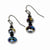 Black-plated Aurora Borealis Black Glass Beads Dangle Earrings