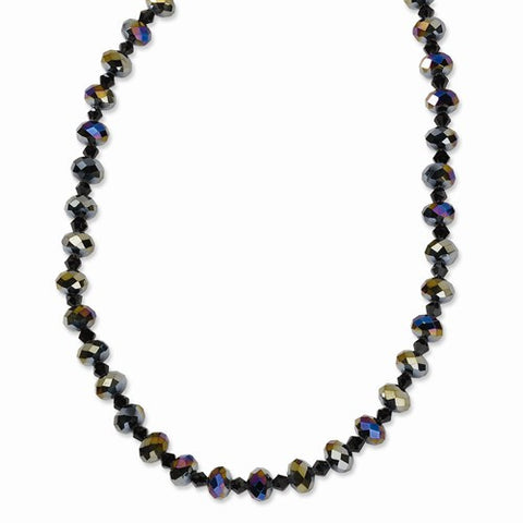 Black-plated Aurora Borealis Black Glass Beads Necklace