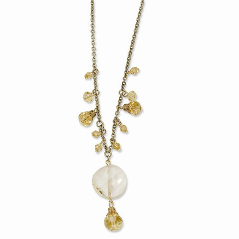 Gold-tone Light Colorado Glass Beads Necklace