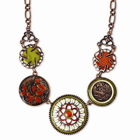 Copper-tone Enamel Necklace