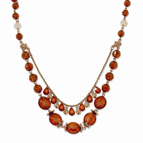 Copper-tone Lt. Colorado & Brown Acrylic Beads Necklace