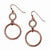 Copper-tone Textured Circles Dangle Earrings