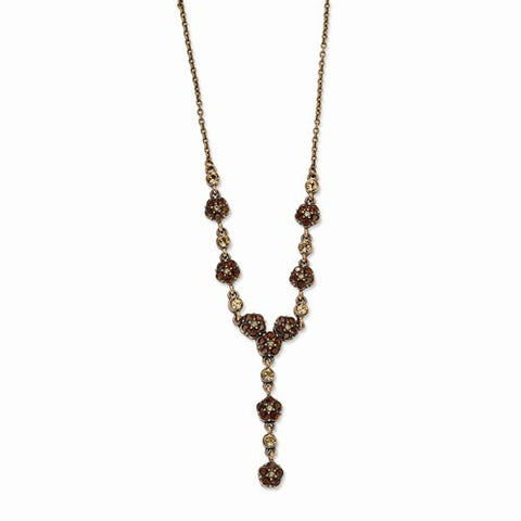 Copper-tone Lt. Colorado & Brown Crystal Necklace