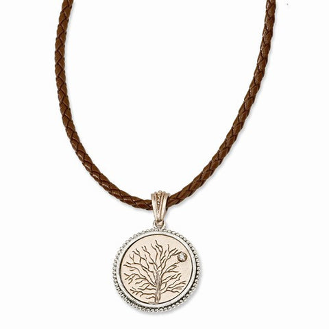 Copper-tone Give Life & Tree Reversible Pendant Necklace