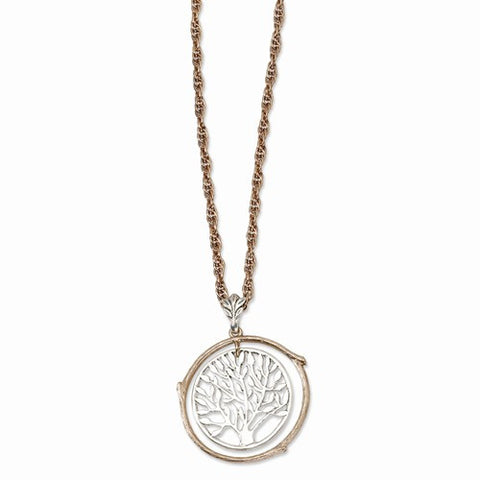 Copper-tone & Silver-tone Tree Pendant Necklace