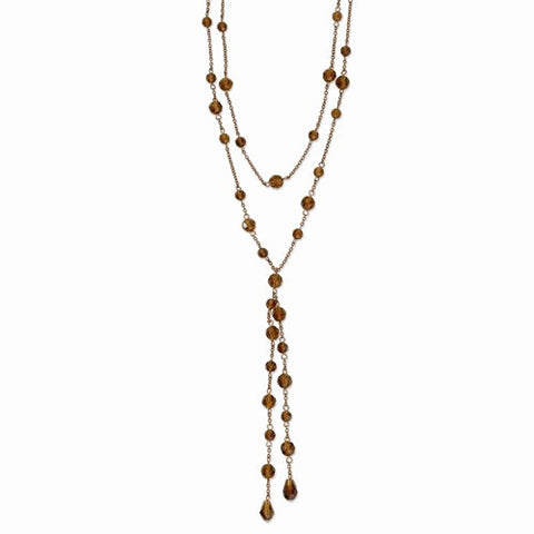 Copper-tone Colorado Crystal Glass Beads Strand Necklace