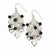 Silver-tone Black Acrylic Beads Ch&elier Earrings