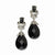 Silver-tone Clear Black Glass Beads Epoxy Stones Post Earrings