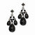 Black-plated Black Glass Acrylic Beads Post Dangle Earrings