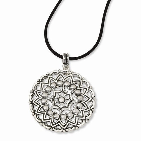 Silver-tone Sunburst Pendant Necklace