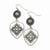 Silver-tone Clear Glass Stone Floral Motif Dangle Earrings