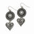 Silver-tone Heart Sunburst w/ Clear Crystal Dangle Earrings