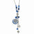 Silver-tone Light & Dark Blue Glass Beads Necklace