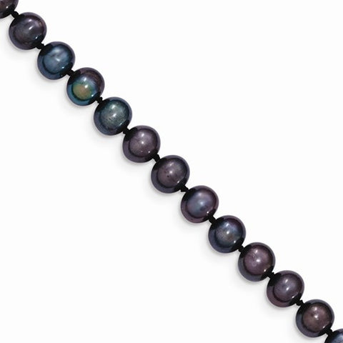 14K Yellow Gold 6-6.5Mm Black Freshwater Onion Cultured Pearl Bracelet