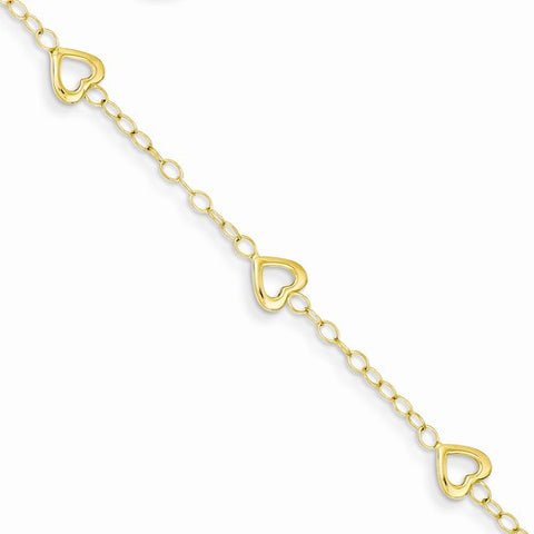 14K Yellow Gold Heart Adjustable Childs Bracelet