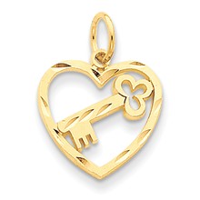 14k Gold Heart & Key Charm hide-image