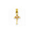 Cross with Flower Charm in 14k Gold Two-tone