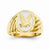 14k Two-Tone Grooved Polished Eagle on Top Mens Ring