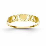 14k Yellow Gold Triple Heart Ring