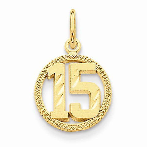 14k Gold #15 Circle Pendant, Pendants for Necklace