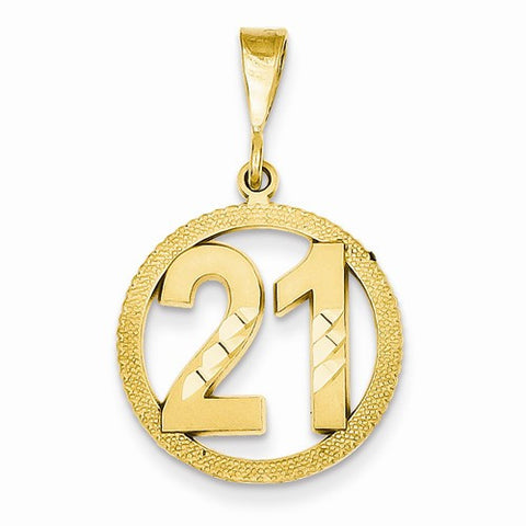 14k Gold #21 Circle Pendant, Pendants for Necklace