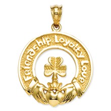 14k Gold Claddagh Leaf Charm hide-image