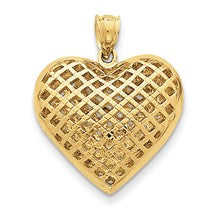 14k Gold Fancy Mesh Heart Charm hide-image