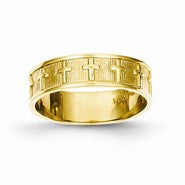 14k Yellow Gold Polished & Satin Cross Wedding Band