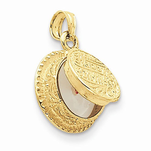 14k Gold with Enamel Birthday Cake with Candle Inside Pendant, Pendants for Necklace