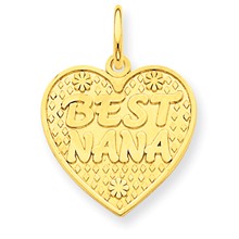 14k Gold Polished Best Nana in Heart Charm hide-image