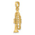 14k Gold Solid Polished 3-Dimensional Trumpet Pendant