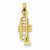 14k Gold Solid Polished 3-Dimensional Trumpet Pendant, Pendants for Necklace