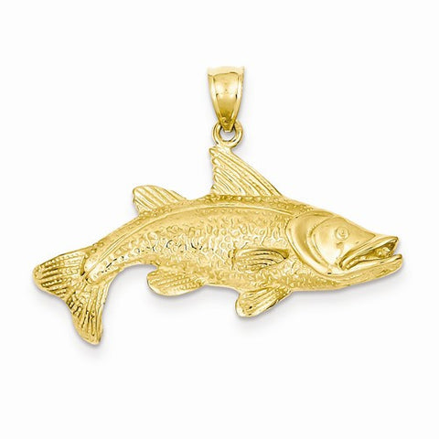 14k Gold Polished Open-Backed Redfish Pendant, Pendants for Necklace