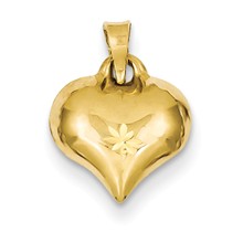 14k Gold Puffed D/C Heart Charm hide-image