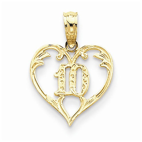 14k Gold 10 in Heart Cut-out Pendant, Pendants for Necklace